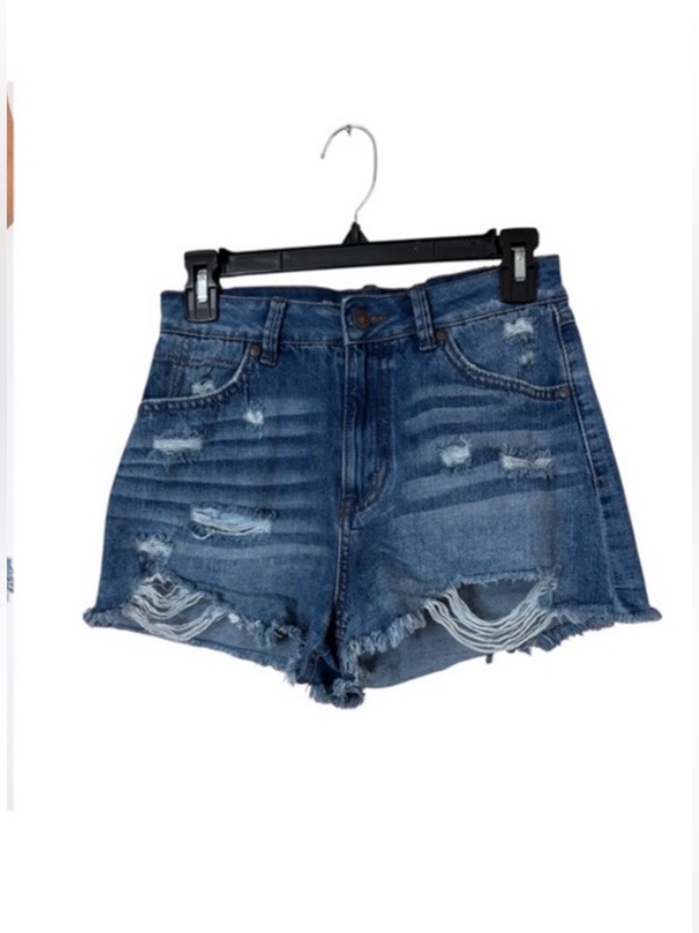 Rewash Super High Rise Vintage Reunion Blue Distressed Jean Shorts Size 5/27” - Picture 2 of 10
